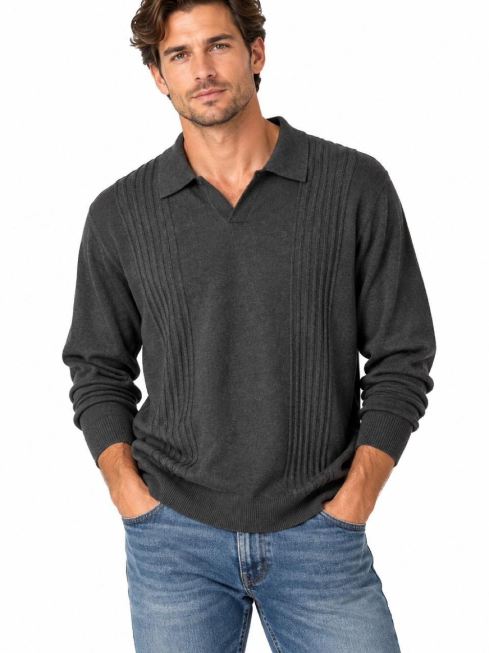 Goodfellow & Co Mens Long Sleeve Hrey Collared Sweater